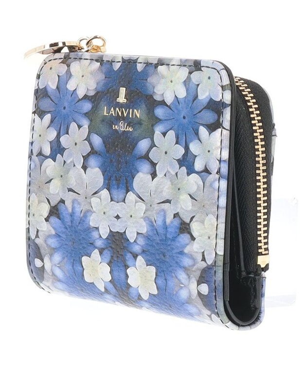 LANVIN en Bleu ブルフルール Lファスナー二つ折り財布 ブルー