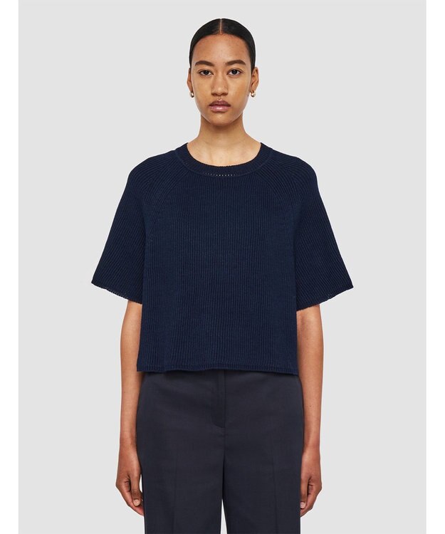 JOSEPH 【洗える】リネンブレンド　ショートスリーブニット Navy