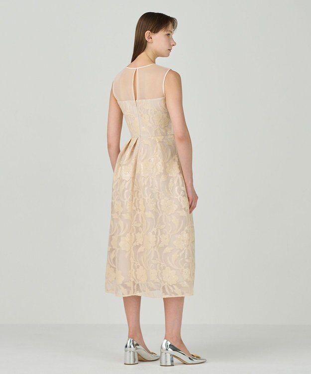 GRACE CONTINENTAL スパンコールエンブロイダリードレス ベージュ