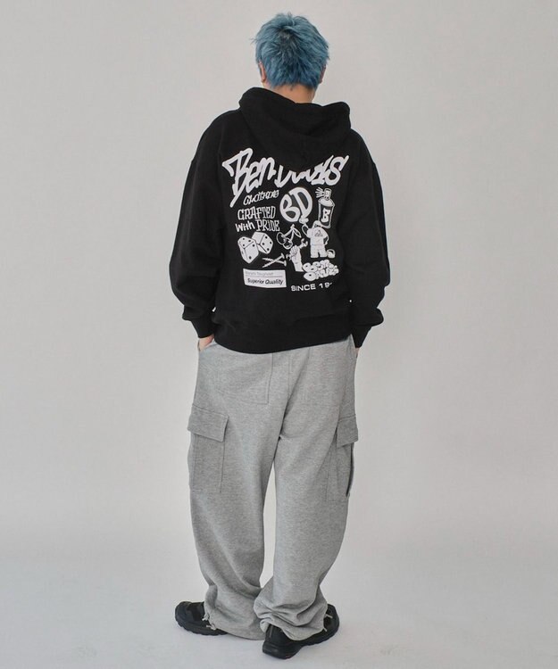 WEGO 【ユニセックス着用ITEM/MLサイズ展開】別注BENDAVISグラフィックジップパーカー ブラック