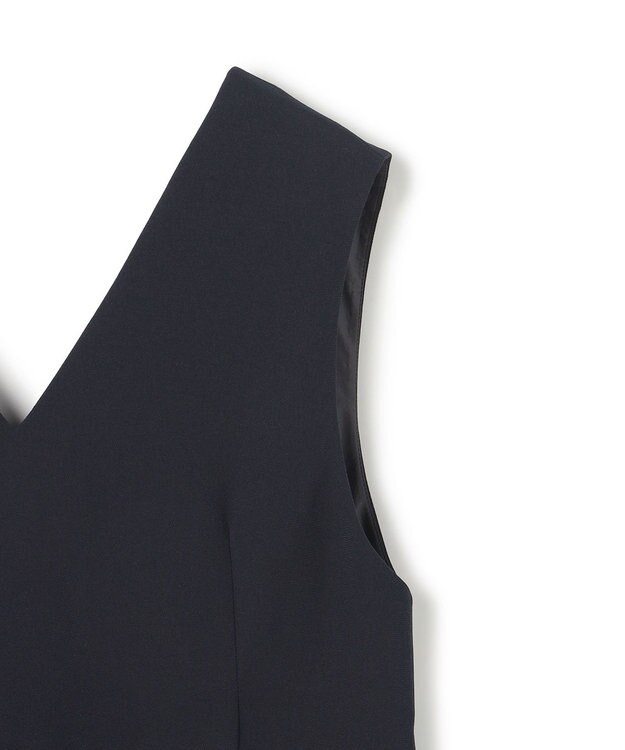 uncrave ウォッシャブルダブルクロス プリーツオールインワン ネイビー