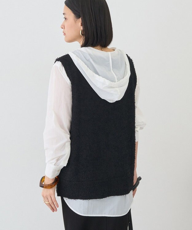 AMERICAN HOLIC ダブルZIPシャギーニットベスト Black