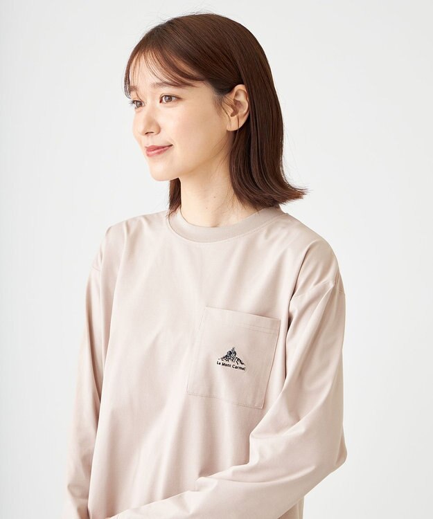 SHARE PARK LADIES 【UVカット・吸水速乾・ストレッチ・軽量 】刺繍ポケットＴシャツ（S・Mサイズ） ベージュ系