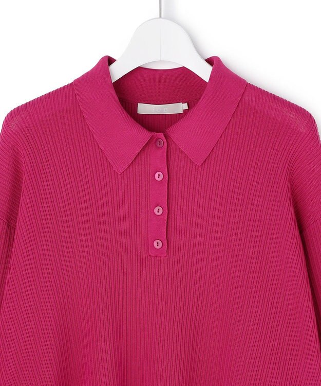 ICB L マーセライズコットンポロ ニット フューシャ