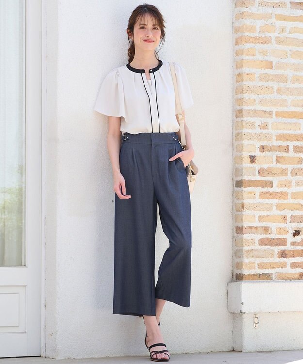 ANY SIS 【2WAY】バイカラーラッフル ブラウス アイボリー×ブラック