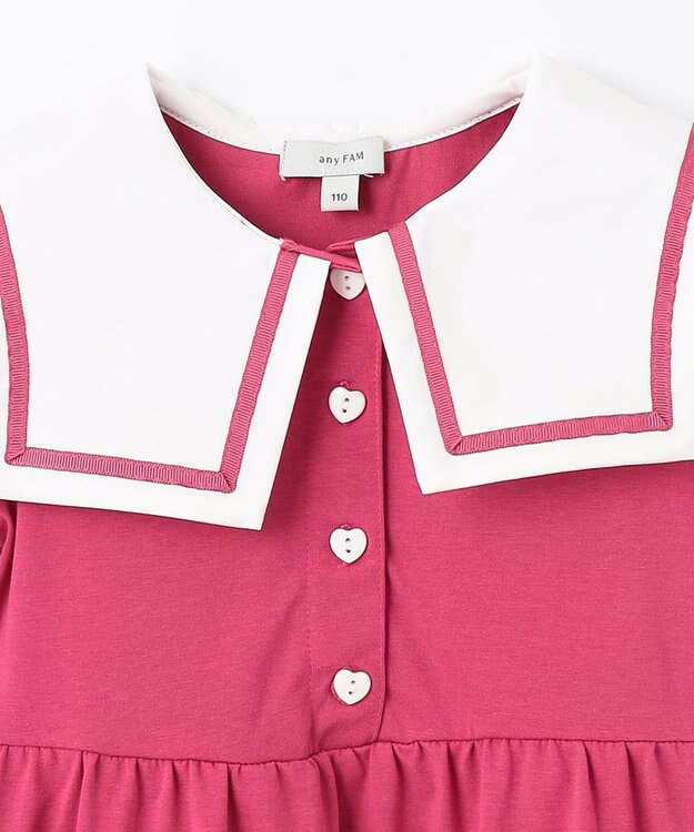 ANY KIDS セーラーカラー ワンピース ピンクレッド