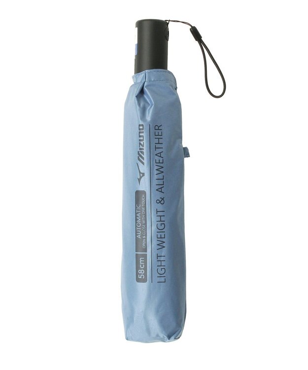 MOONBAT 【WEB限定】MIZUNO  (ミズノ) BIGロゴ 無地 日傘 折りたたみ傘 自動開閉 1プッシュ パラソル 晴雨兼用 軽量 一級遮光 遮熱効果 遮光率100% UV遮蔽100% ターコイズブルー