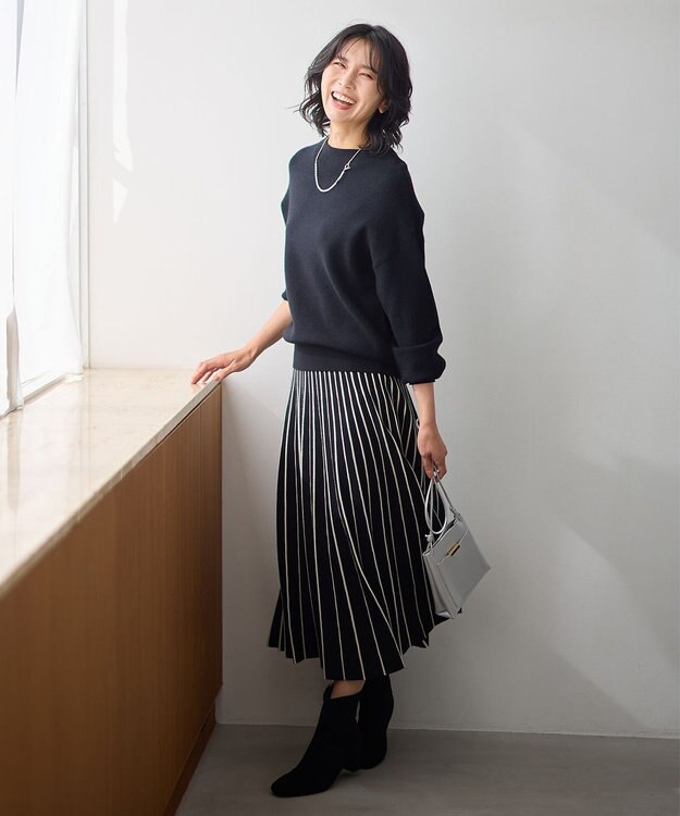 ANY 【洗濯機可/ウエストゴム】ニットセットアップⅡ ブラック