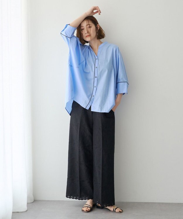 YECCA VECCA ペーパータッチドルマンシャツ Blue