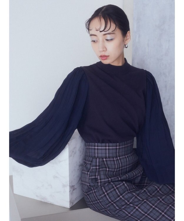 earth music&ecology マジョリカニットプルオーバー Navy