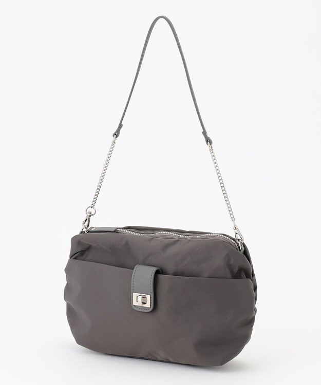 J.PRESS LADIES 【2way】ナイロンギャザー ショルダー バッグ グレー系