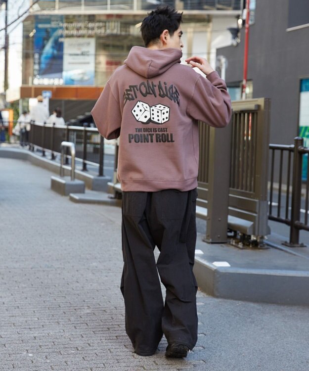 WEGO 【裏起毛/ユニセックス着用ITEM】リラックスフィットグラフィックパーカー ブラウン