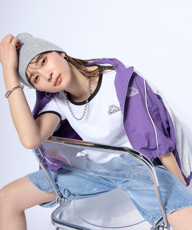 OP／FILA 【Kappa】ワンポイント 半袖リンガーTシャツ ホワイト