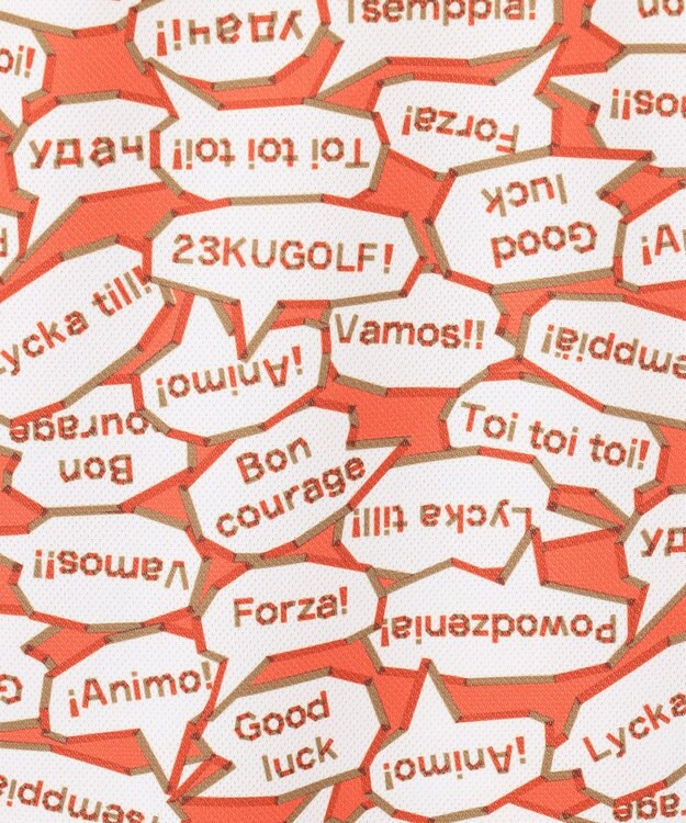 23区GOLF 【MEN】【吸水速乾/UVカット】YELL総柄プリントポロシャツ オレンジ系5