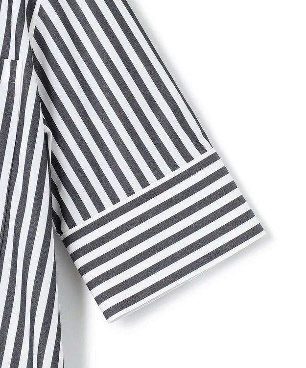 BEIGE， PERSIMMON / シャツワンピース Black Stripe