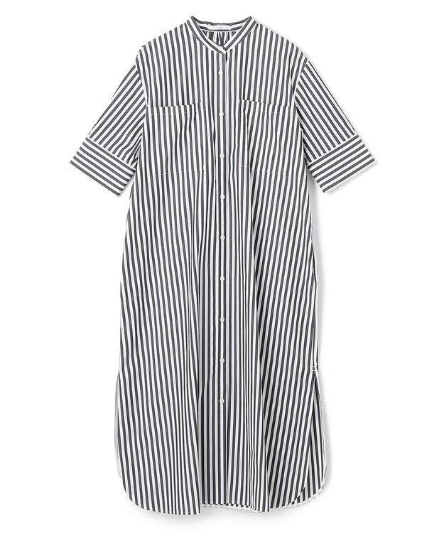 BEIGE， PERSIMMON / シャツワンピース Black Stripe