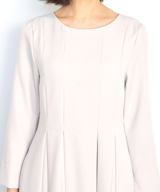 Tiaclasse 【ダブルクロス・洗える】ラインワンピース グレージュ