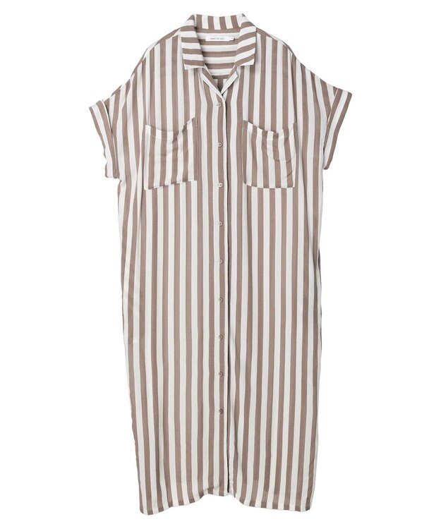 AMERICAN HOLIC 楊柳Ｗポケット開襟ワンピース Stripe