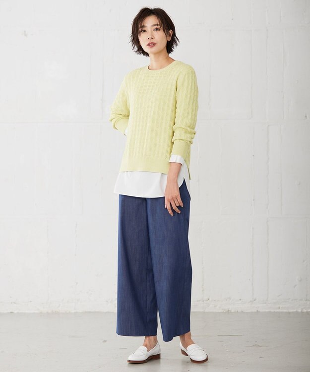 J.PRESS LADIES ベーシックジャージー ロングTシャツ カットソー ホワイト系