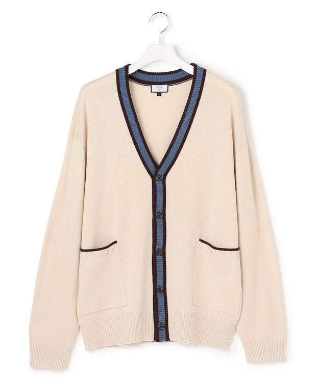 J.PRESS YORK STREET 【UNISEX】ハイゲージライン カーディガン アイボリー系