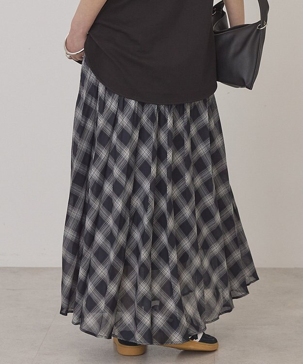 AMERICAN HOLIC 【選べる丈】チェックシアープリーツスカート Charcoal Gray