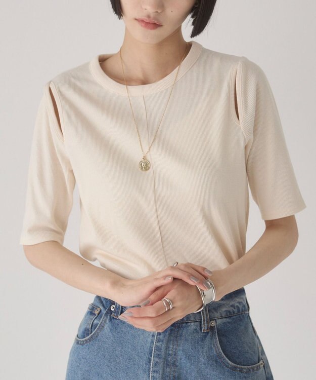 WEGO 【ANGIE VINTAGE】カットアウトリブトップス ホワイトアイボリー