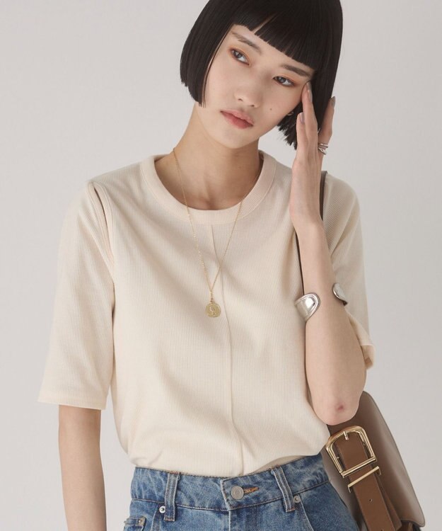 WEGO 【ANGIE VINTAGE】カットアウトリブトップス ホワイトアイボリー