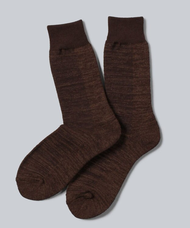 WHITE MAILS PAPER PILE ミドルゲージソックス チャ