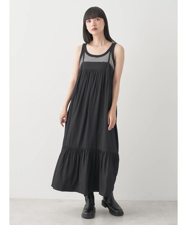 earth music&ecology ティアードキャミワンピース Black