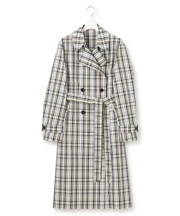 23区 S メモリーチェック トレンチコート ダークブラウン系3