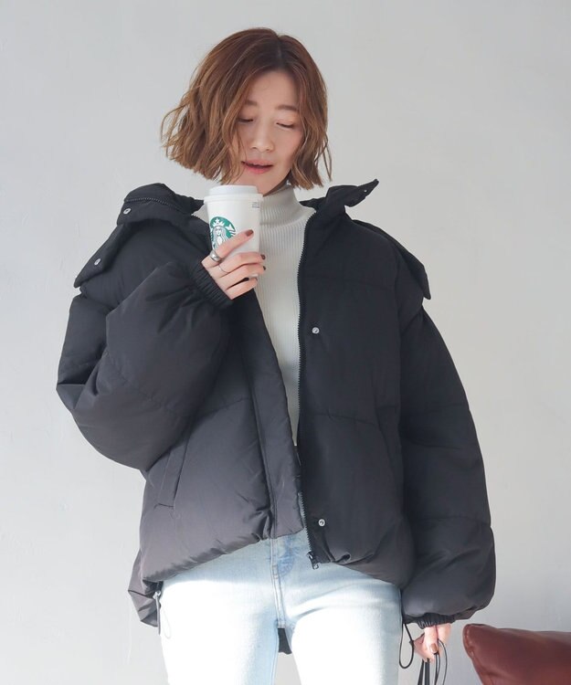 WEGO 【25年秋冬新作/SMサイズ展開】2WAYフードパファーブルゾン ブラック