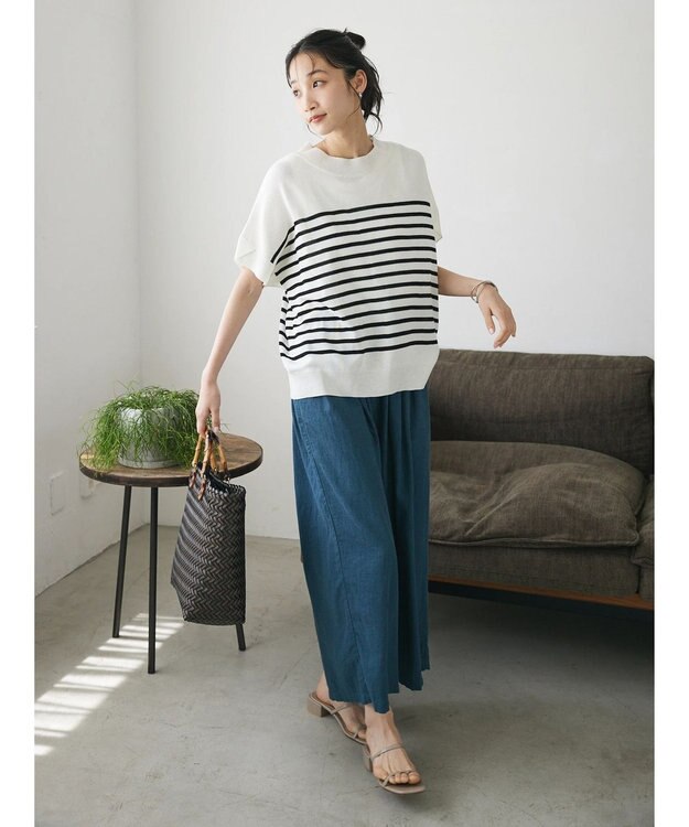 CRAFT STANDARD BOUTIQUE 【洗える】チューリップスリーブプルオーバー Border Ivory