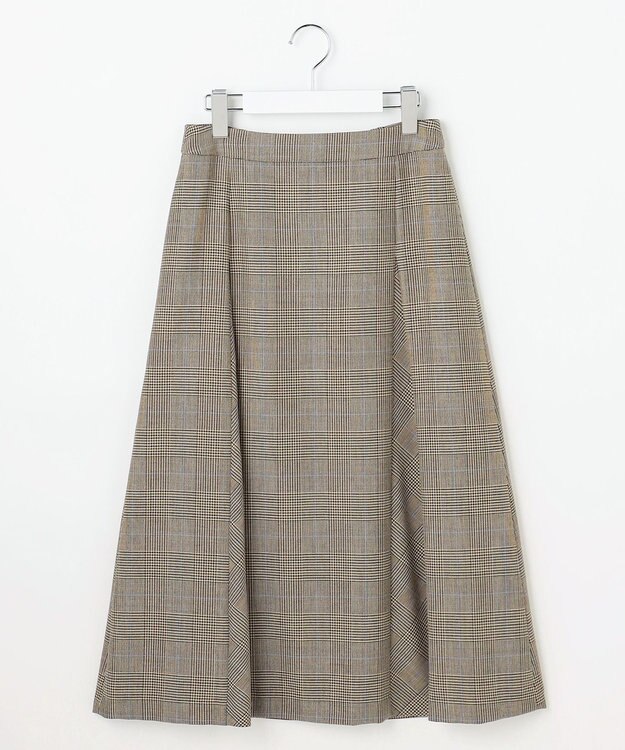 J.PRESS LADIES L モナベールツイル チェック フレア スカート ブラウンチェック系