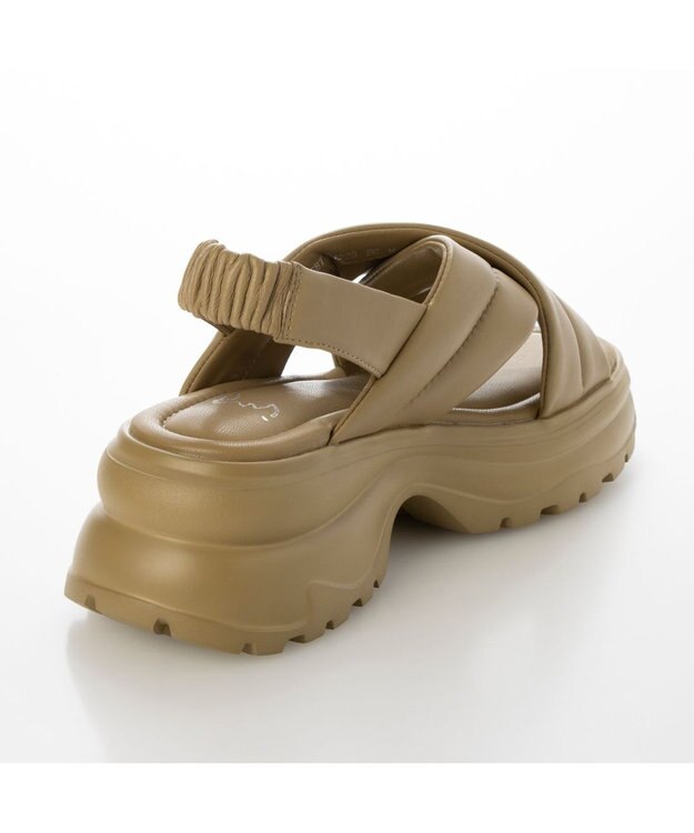 ing <ing>厚底クロスベルトスポーツサンダル ベージュ