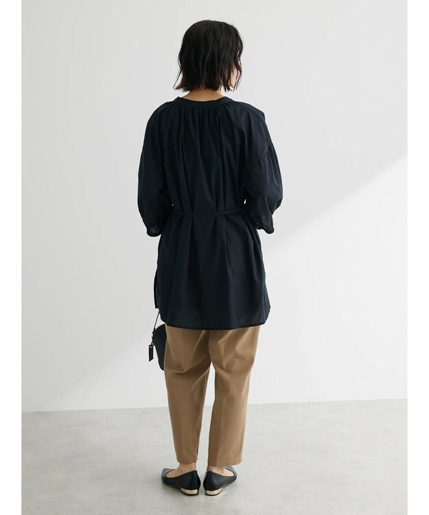 Green Parks スキッパーボリュームブラウスチュニック Black