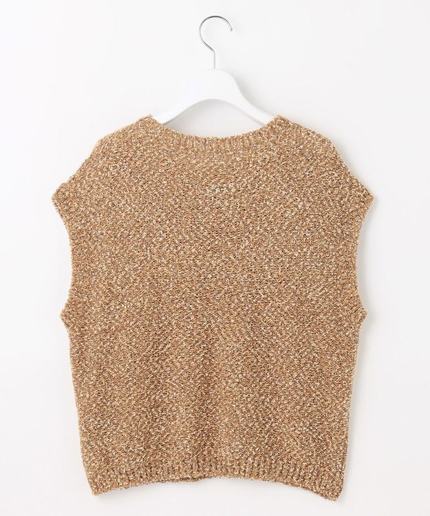 自由区 L 【カタログ掲載】ラメファンシーツイードニット ベスト キャメル系