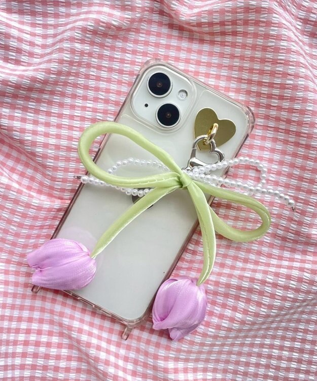 WEGO チューリップリボンビーズキーホルダー パープル