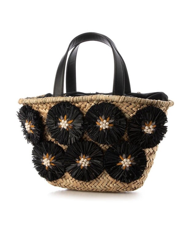 UNBILLION カシュカシュ cachecache / ラフィアフラワー付カゴバッグ ブラック