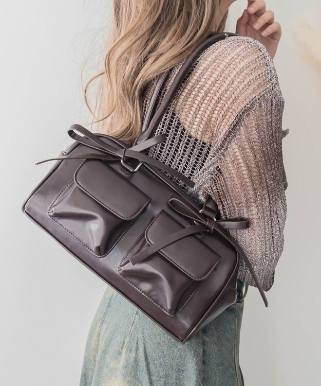 WEGO リボン付きボストンバッグ