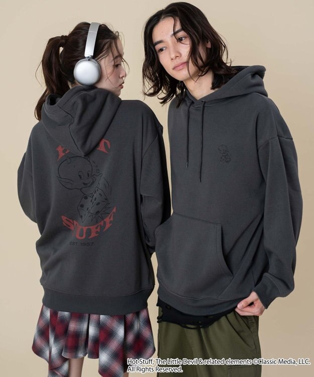 WEGO 【ユニセックス着用ITEM/裏起毛】HOTSTUFFグラフィックプルオーバー スミクロ