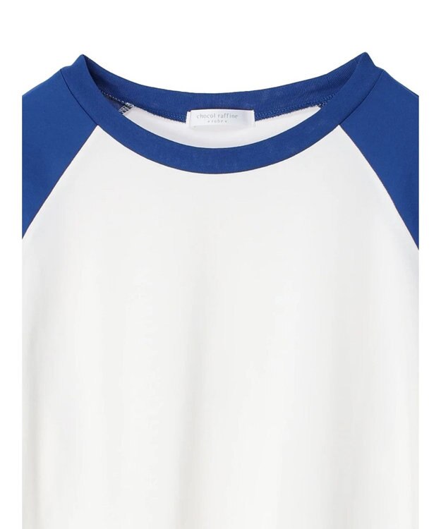 Green Parks シアーラグラン配色プルオーバー Blue