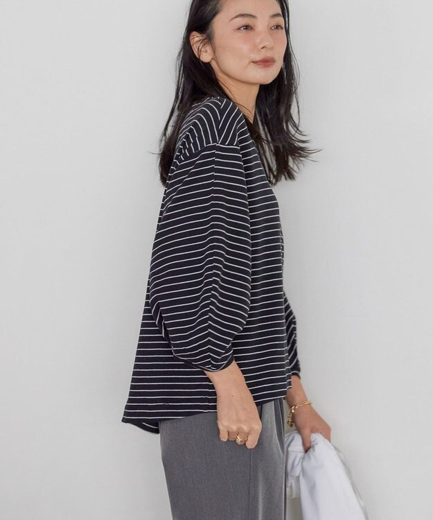 AMERICAN HOLIC 接触冷感7分袖タックスリーブカットプルオーバー Border