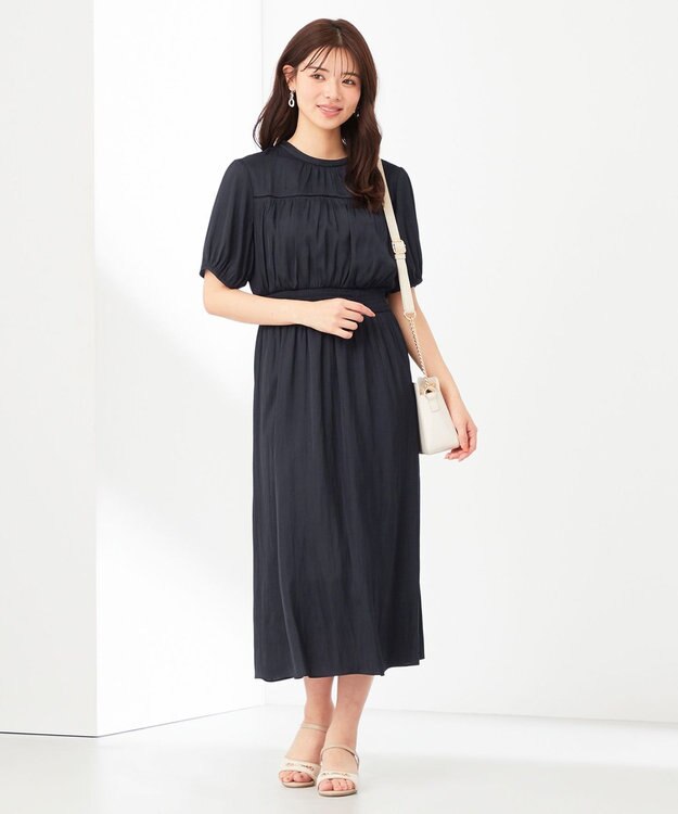 ANY SIS 【洗える】カッセンハシゴレース ワンピース ネイビー