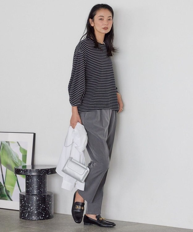 AMERICAN HOLIC 接触冷感7分袖タックスリーブカットプルオーバー Border