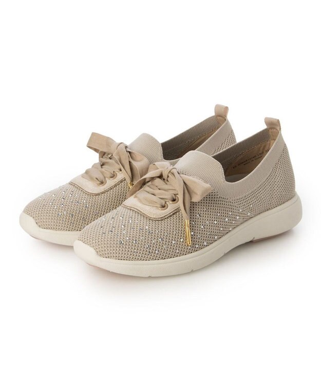 Riz raffinee <Riz raffinee>ラインストーンニットスニーカー ライトベージュ