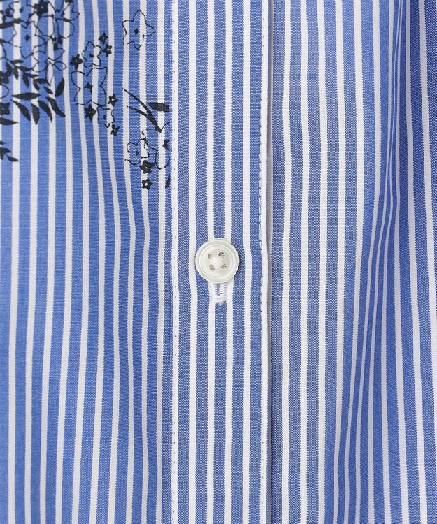 J.PRESS LADIES 【一枚で着映え】ストライプ×フラワープリント ブラウス ネイビーストライプ系