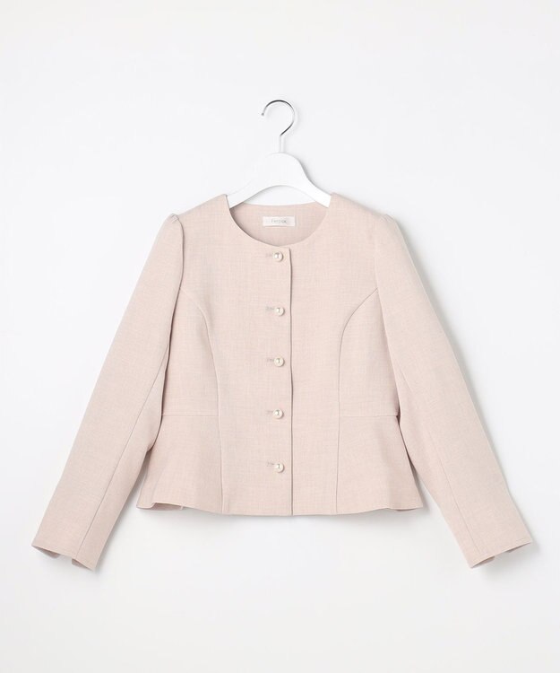 Feroux 【先行予約】パール釦ペプラムジャケット×スカート セットアップ ピンク系