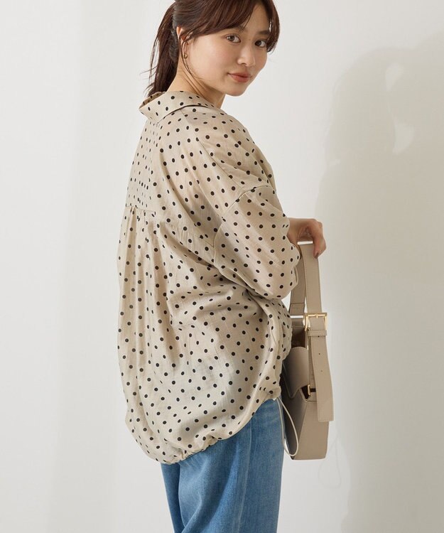 AMERICAN HOLIC 【WEB限定】ドットドロストシャツ Pink Beige