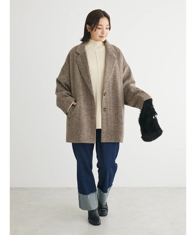 Green Parks ・ＥＬＥＮＣＡＲＥ　ＤＵＥ　ヘリンボーンミドルコート Brown