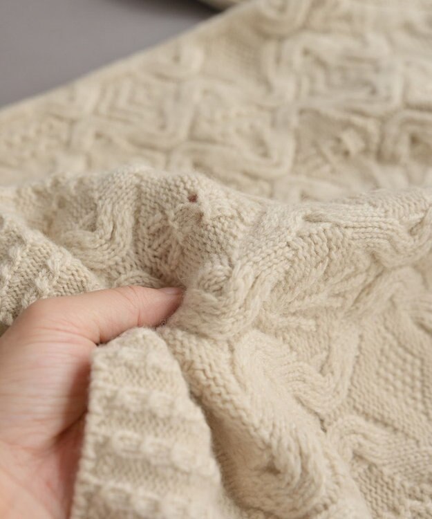 muuc 〈上質なシェットランドウール＆カシミヤ〉〈5種類の模様編み〉パッチワーク柄ケーブル模様編みセーター ベージュ